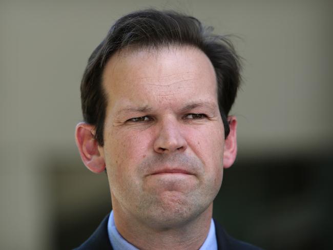 Minister for Resources and Northern Australia Senator Matt Canavan holding a press conference at Parliament House in Canberra.