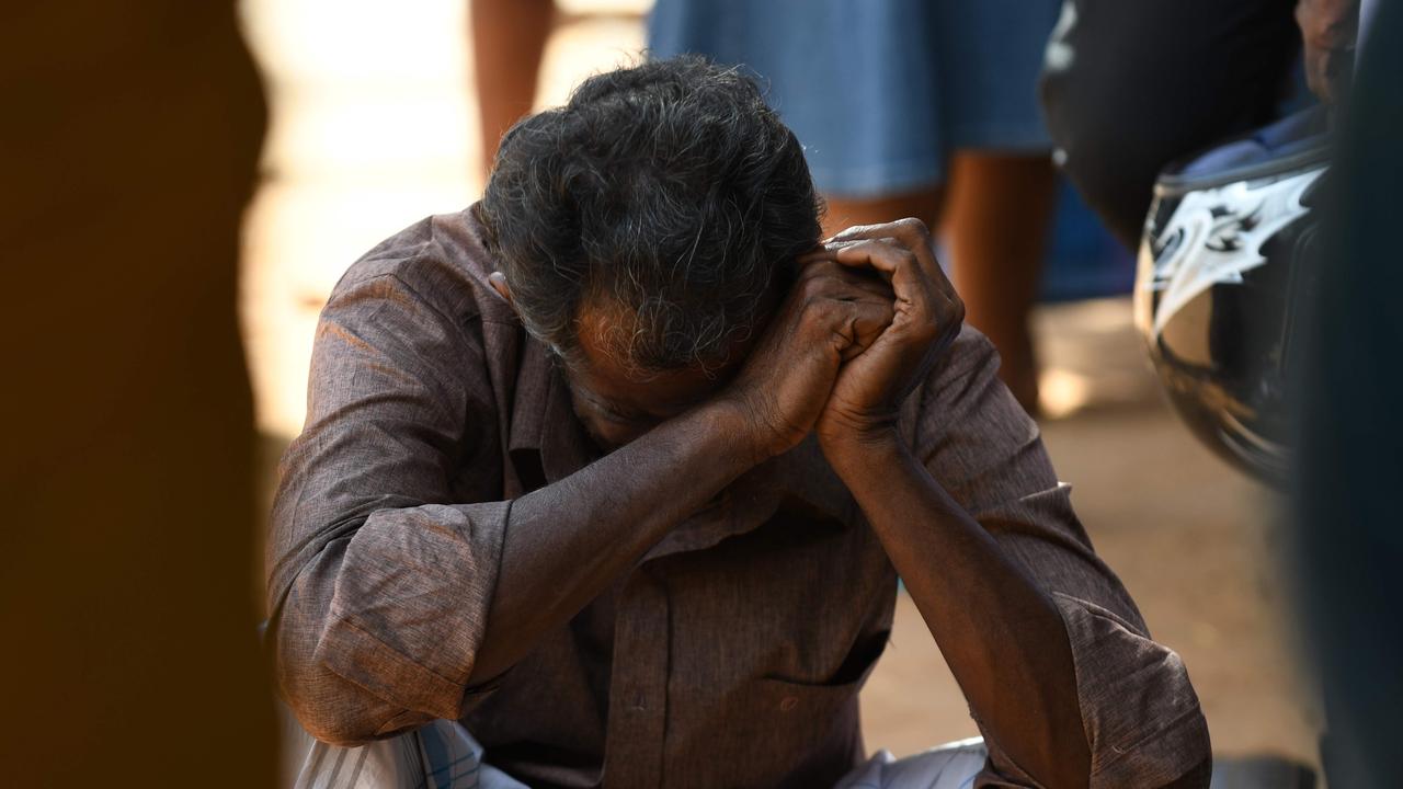 A relative of a Sri Lankan victim of an explosion at a church weeps outside a hospital in Batticaloa in eastern Sri Lanka on April 21, 2019. Picture: AFP.
