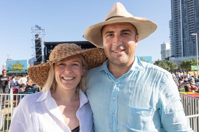 <p>Laura and Andrew Brown at Summer Salt Festival at Broadwater Parklands Sunday 12th of February. Picture: Celeste Humphrey</p>