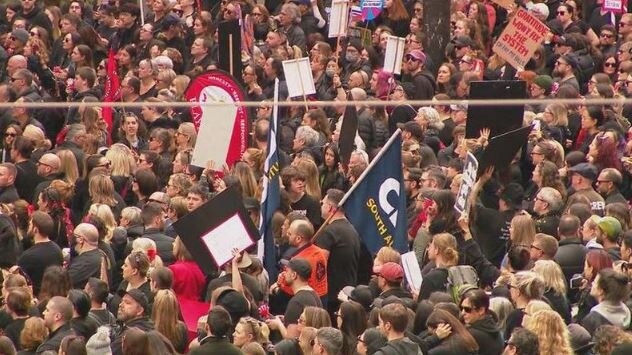 Thousands of teachers undertook industrial action in September over pay and working conditions. Picture: 9 News