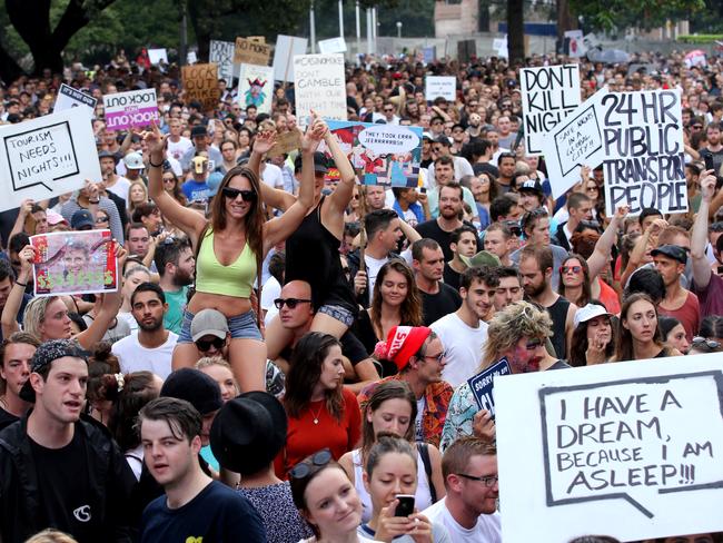 Part of the crowd at the Keep Sydney Open protest in the city yesterday / Picture: Stephen Cooper