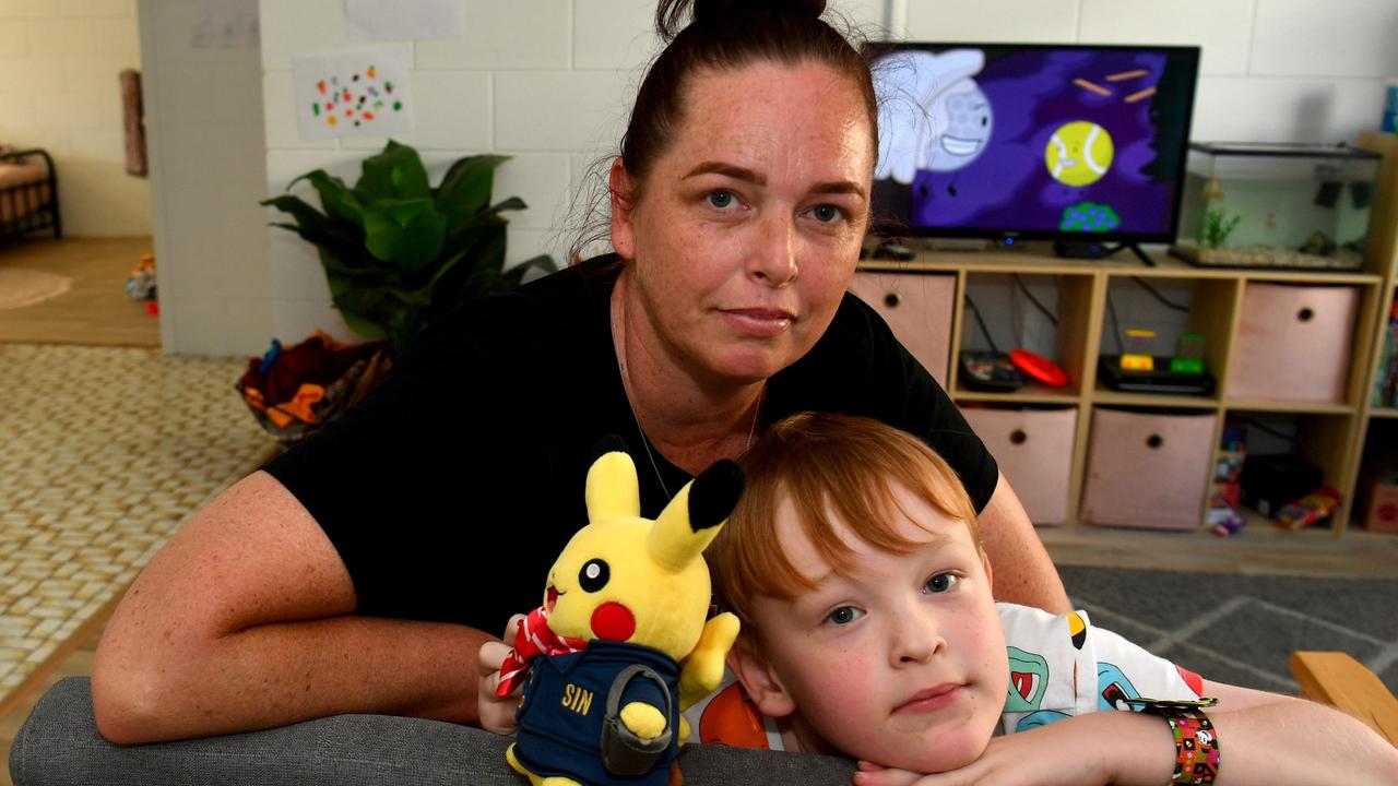 Hermit Park mum Bianca Burns says her 6-year-old son Connor has been barely sleeping after thieves broke into their home and stole their car before torching it later on. Picture: Evan Morgan