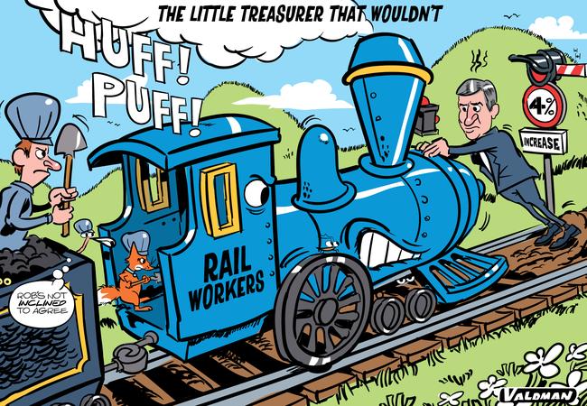 Jos Valdman's cartoon on the train driver pay demand.