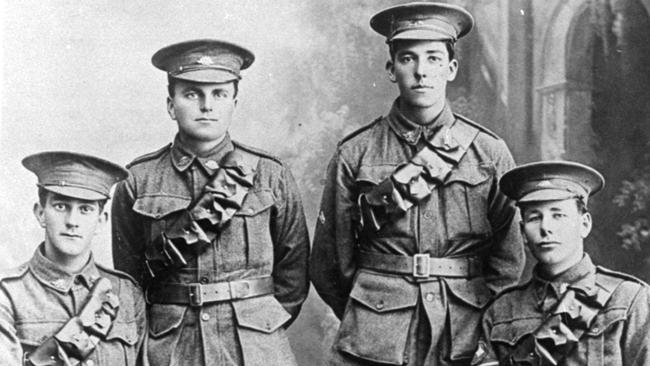 Four members of the No.4 Section (WA) 3rd Division Signal Company in the 1914-1918 War. From left: Bert Jarman; W Nicholas; Morris Mundy and Ern Stanbury (Sergeant). Picture: Fremantle City Library.