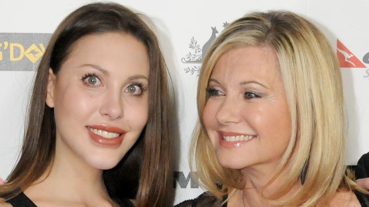 Olivia Newton John and daughter Chloe Lattanzi in 2011 in LA. Picture: Gregg DeGuire/PictureGroup.