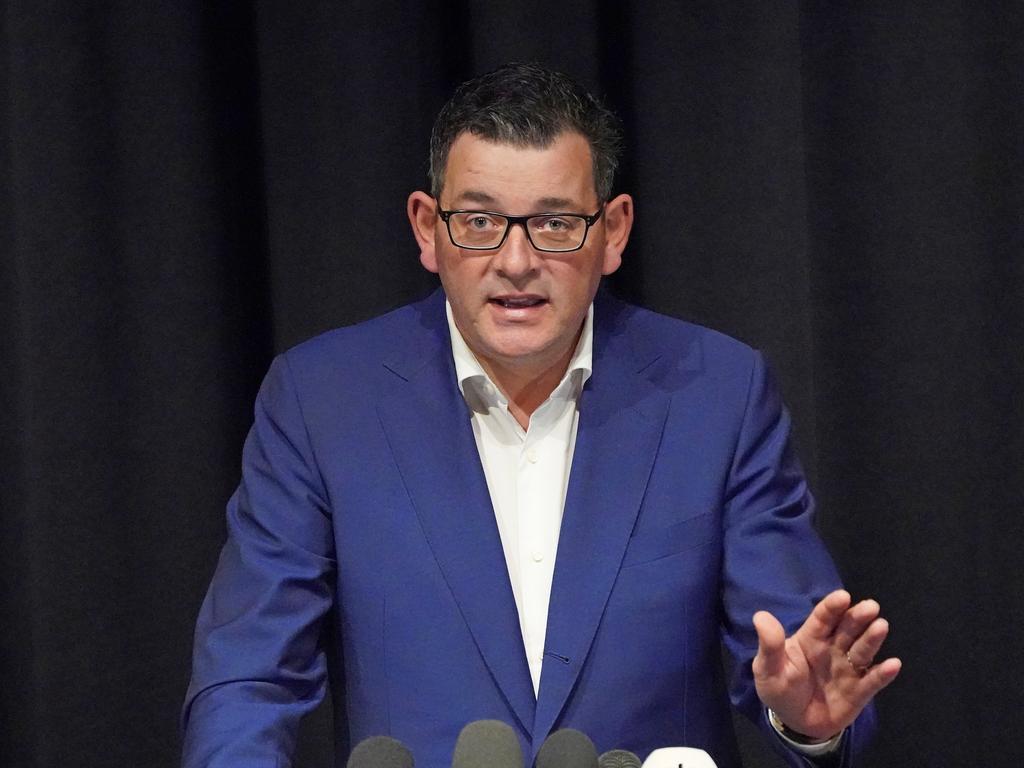 Victorian Premier Daniel Andrews speaks to the media after he sacked Adem Somyurek. Picture: AAP