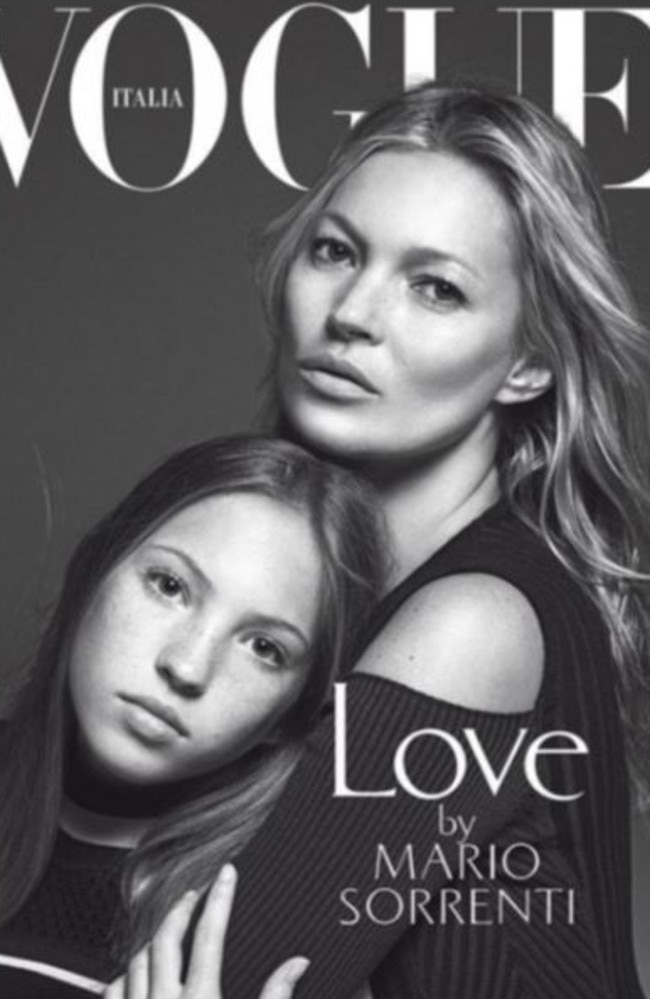 Kate Moss and daughter, Lila Moss on the cover of Vogue Italia. Picture: Supplied