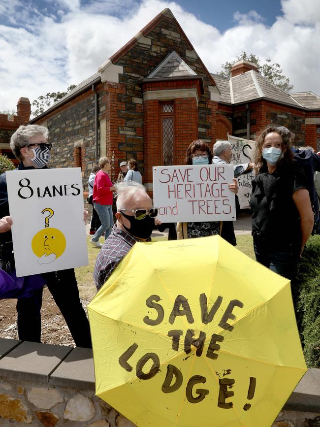 Protesters opposing the gatehouse’s demolition. Picture: Dean Martin