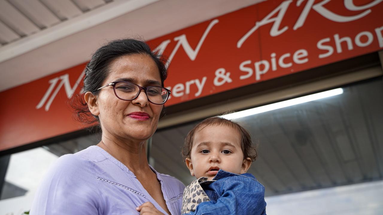 Indian Aroma Grocery and Spice owner and Mackay mum Kamal Kour, pictured with son Anhad Bahl, 1, is excited about the women's' Indian cricket team playing in Mackay. Picture: Heidi Petith
