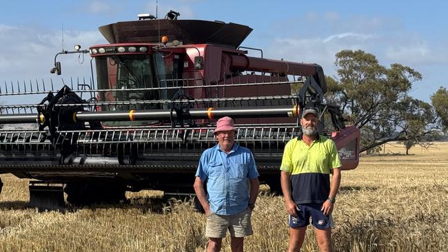 Dennis and Adam Whisson on their property at Cunderdin, Western Australia.