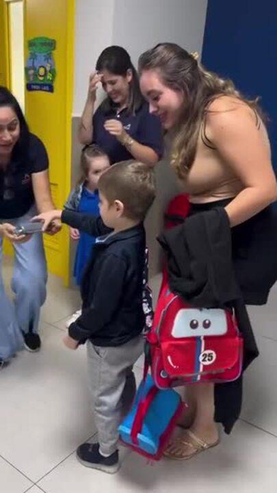 Touching Moment Boy Battling Cancer Is Welcomed Back to School by Classmates