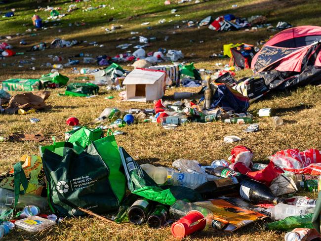 The aftermath of Xmas Day celebrations at Bronte Beach. Picture: Tom Parrish