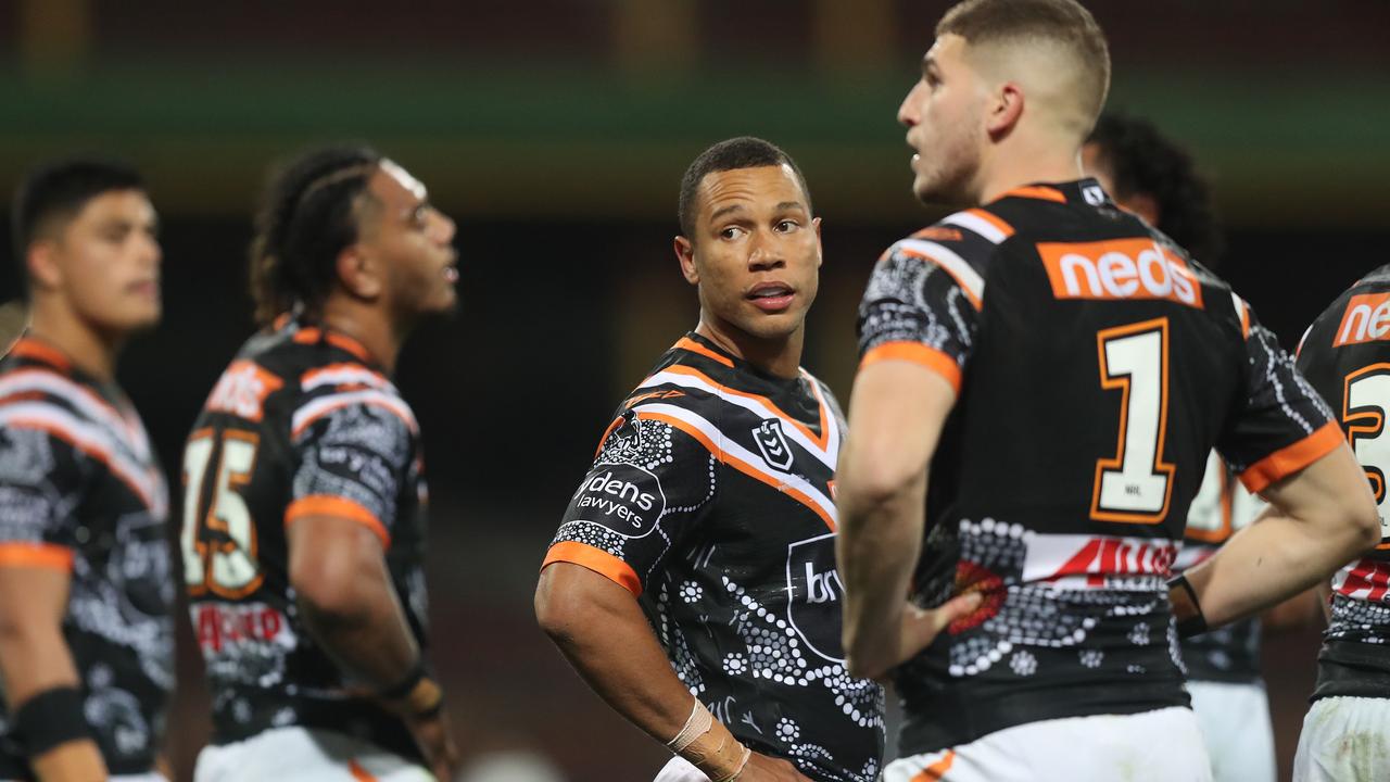 A dejected Tigers Moses Mbye after the loss to the Warriors.