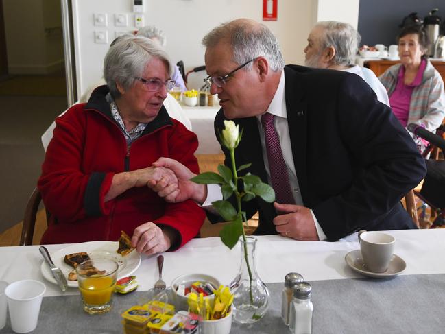 Prime Minister Scott Morrison has announced a Royal Commission into the Aged Care sector, Pictured at Goodwin Retirement Village in Canberra