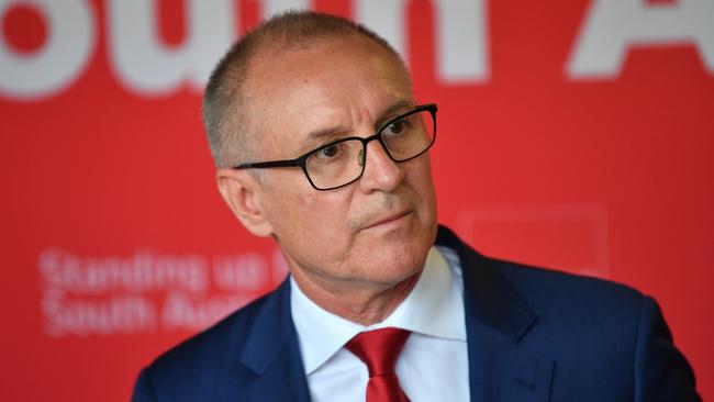 Premier Jay Weatherill holds his final pre-election press conference at the same Henley Beach house where a year ago he lambasted federal Energy Minister Josh Frydenberg in front of the TV cameras. Picture: David Mariuz/AAP