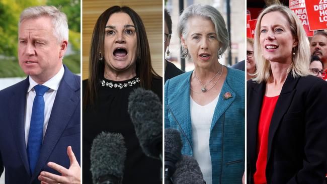 Tasmanian Premier Jeremy Rockliff, Greens leader Rosalie Woodruff, Senator Jacqui Lambie and Labor leader Rebecca White.