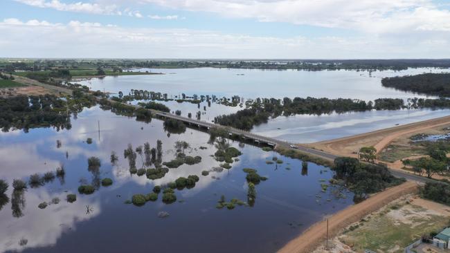The Murray River in flood in South Australia just prior to Christmas. Picture: SA Infrastructure and Transport
