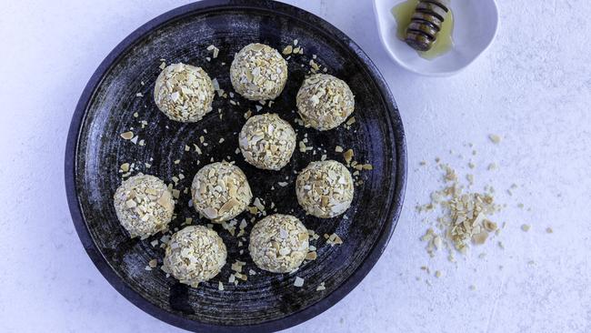 Honey and almond bliss balls are a nutritious snack. Picture: TiffXO