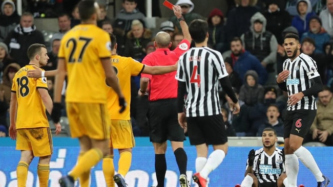 DeAndre Yedlin was sent off by referee Mike Dean.