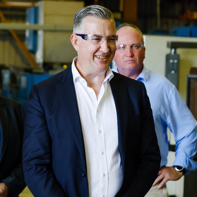 Magnium Australia Founder and CEO Shilow Shaffier visited Upton Engineering Gladstone during the election campaign to announce the Coalition government’s re-election pledge. Picture: Brad Hunter (Office of Deputy Prime Minister)