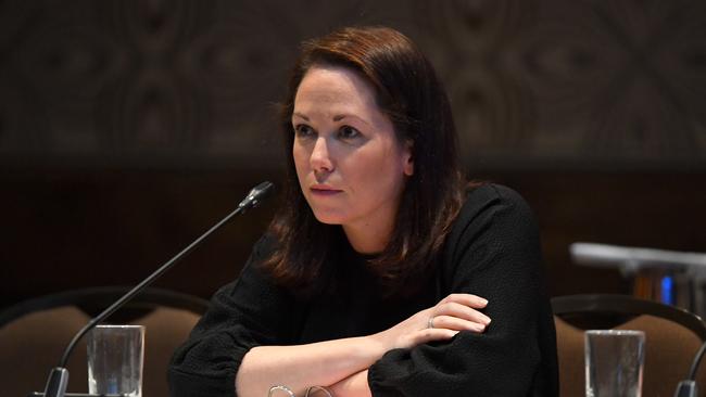 Taking questions: Victorian Agriculture Minister Jaclyn Symes during a forum last October. She acknowledges there has not been much interest in a plan to get city residents working on farms during the coronavirus pandemic. Picture: James Ross/AAP