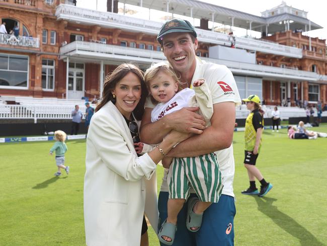 Pat Cummins with wife Becky and son Albie at Lord's after the second Ashes Test. Picture: Ryan Pierse/Getty Images