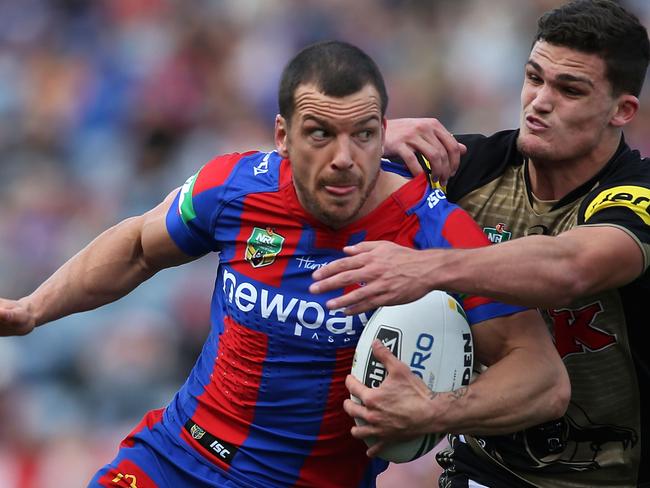 Jarrod Mullen when he played for the Newcastle Knights in 2016. Picture: Tony Feder/Getty