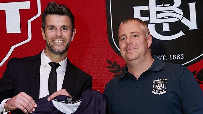 Trent Cotchin with Ballan president Dave O'Hanlan. Photo: Supplied/Carly Ravenhall Photography.