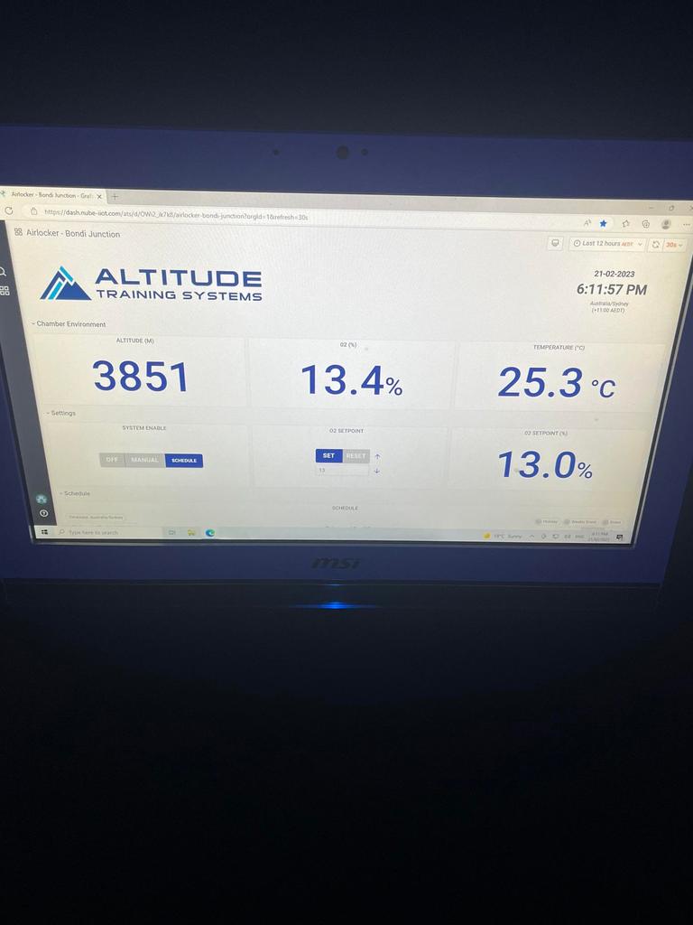 The altitude halfway through the session. Picture: Supplied/Claudia Poposki