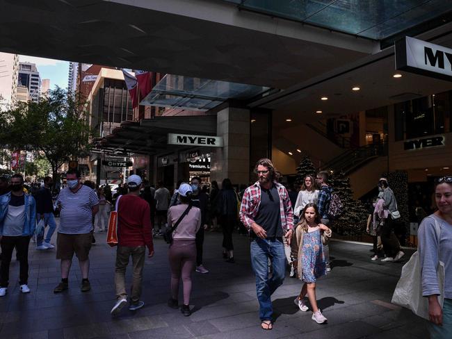 SYDNEY, AUSTRALIA - NewsWire Photos , November 14, 2021: Shoppers are seen in Pitt Street Mall in Sydney.  Picture: NCA NewsWire / Flavio Brancaleone