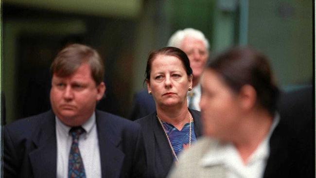 Lesley Bliss (centre) leaves Brisbane Supreme Court after a juvenile offender aged 17 was jailed for the murder of her 18-year-old daughter. Picture: HAMILTON PATRICK