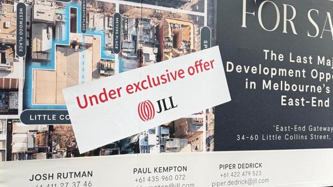 34-60 Little Collins St property has been marked as “exclusively under offer”, with Merivale Group boss Justin Hemmesbelieved to have been the front runner after preliminary negotiations in spring.