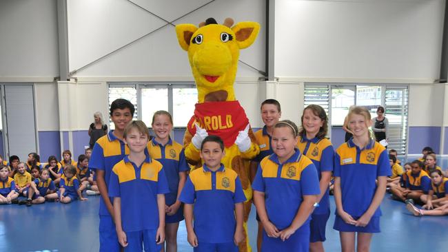 Healthy Harold on a previous visit to Gladstone South State School. Photo Kirsten Cunningham / The Observer