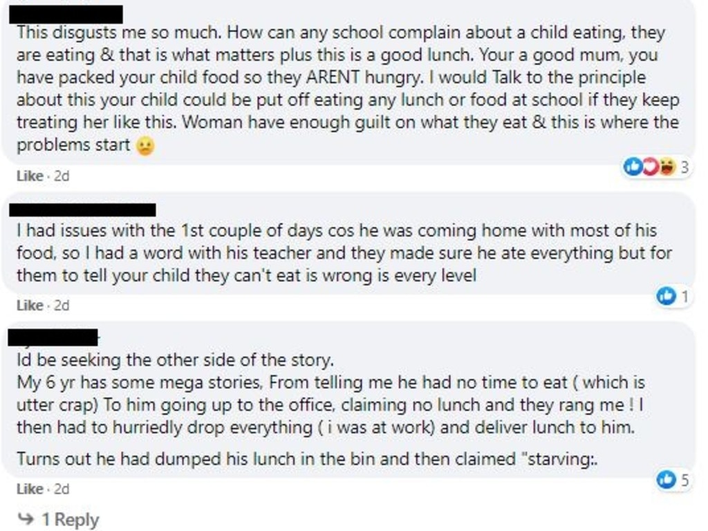 However, some said the mum should talk to the school before jumping to conclusions. Picture: Facebook/LunchboxIdeasAustralia