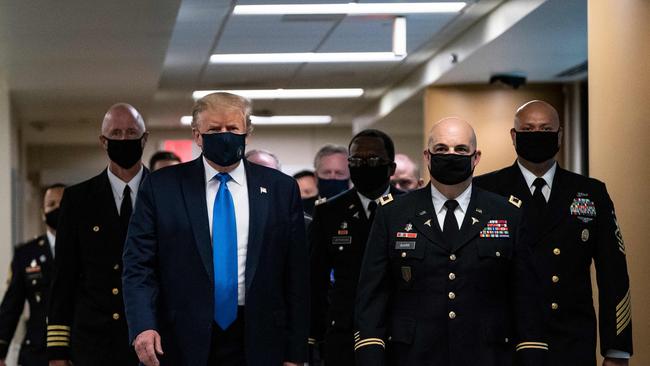 US President Donald Trump at the Walter Reed National Military Medical Centre in Bethesda, Maryland.