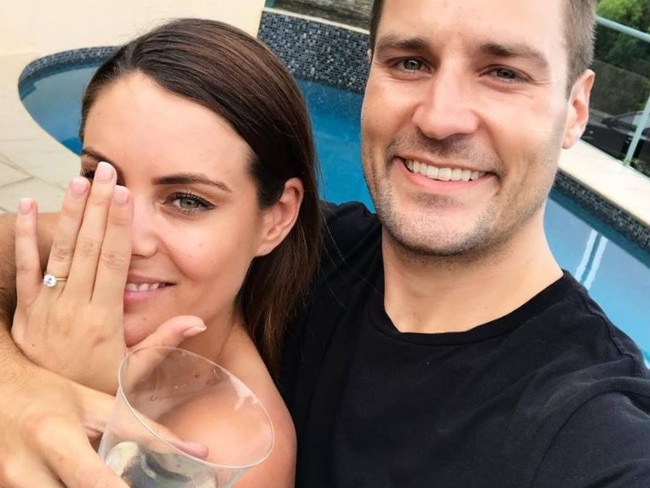 Clare Dufty shows off her engagement ring on Christmas Day 2017. Picture: Instagram.