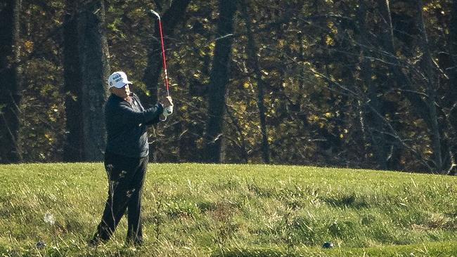 Donald Trump plays a round at Trump National Golf Club in Sterling, Virginia, as . news emerged of the Biden victory. Picture: Getty Images/AFP