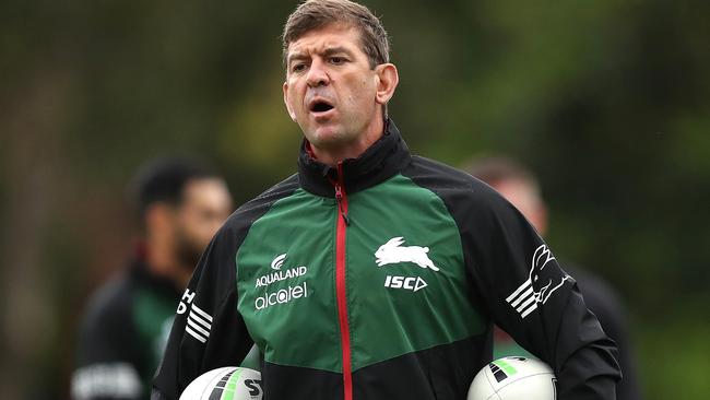 Assistant coach Jason Demetriou during South Sydney Rabbitohs training ahead of their first game of the season against the Sharks. Picture. Phil Hillyard