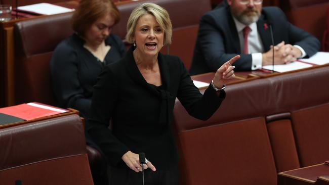 Kristina Keneally argues Labor’s case in the Senate. Picture: Kym Smith