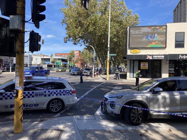 A pedestrian has died after being struck by a car in Collingwood Sunday morning. Picture: Hugo Timms