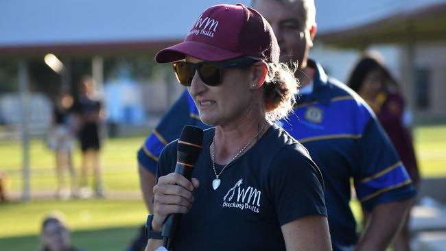 Kelly Murdoch speaking during the presentation of the Will Murdoch Shield named in her late son’s honour. Picture: Cameron Bates