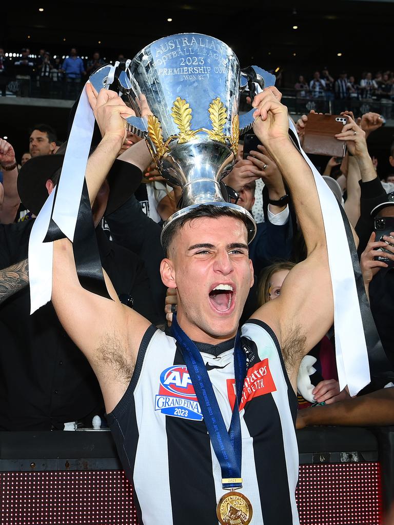 Collingwood’s Nick Daicos after the 2023 Grand Final. (Photo by Quinn Rooney/Getty Images)