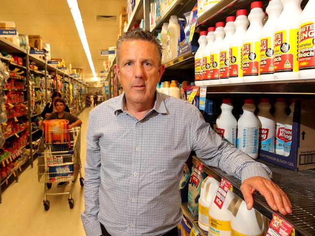 04/03/2020: Charlie McLeish, boss of Pental, who owns the White King bleach, at Ritchies IGA in East Bentleigh.  Stuart McEvoy/The Australian.