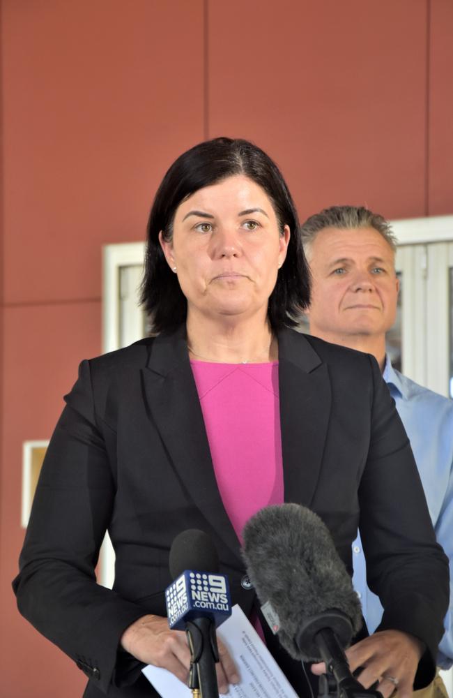 Chief Minister Natasha Fyles announces the Howard Springs facility will be used for the Defence Accommodation Precinct Darwin. Picture: Sierra Haigh