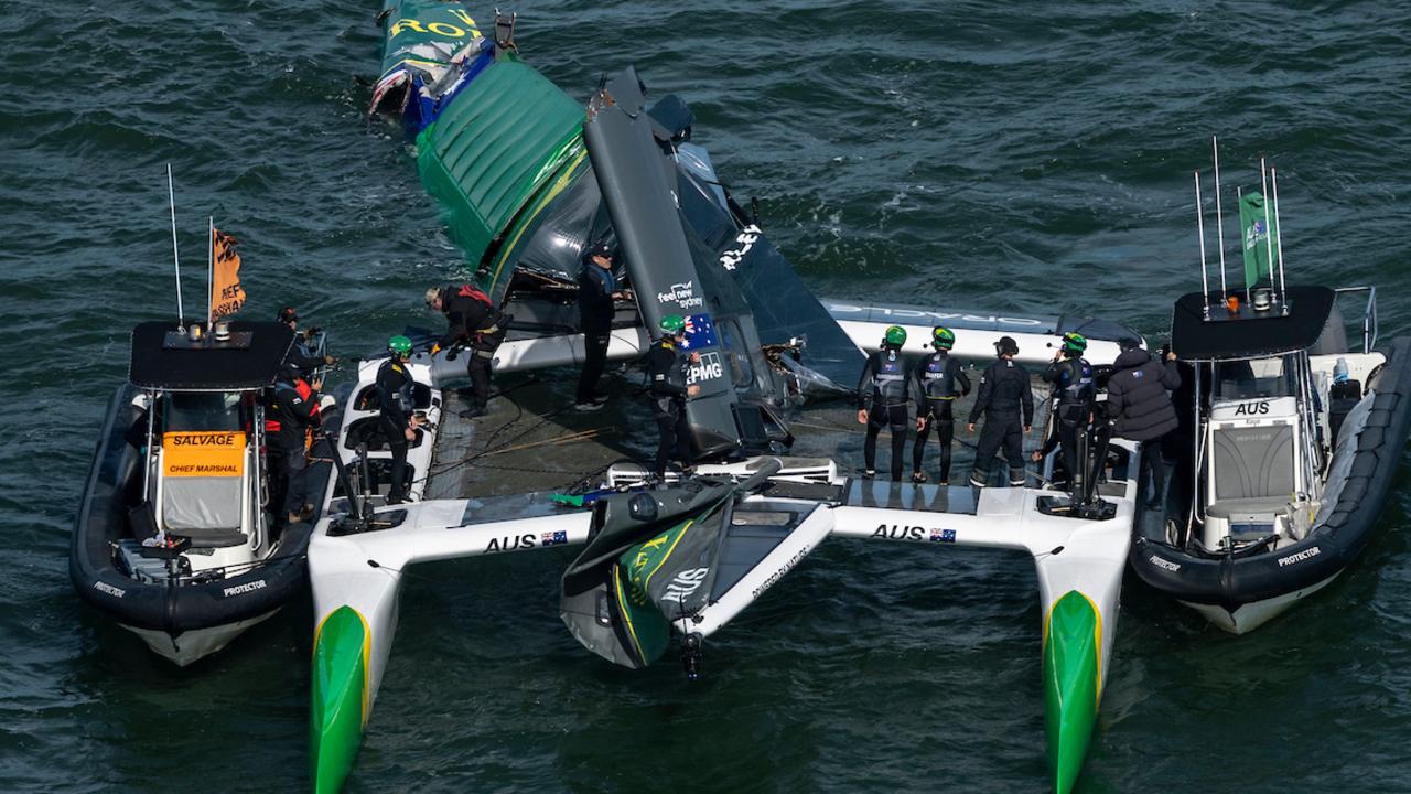 First photos: Aussie disaster as wing explodes in San Francisco SailGP drama