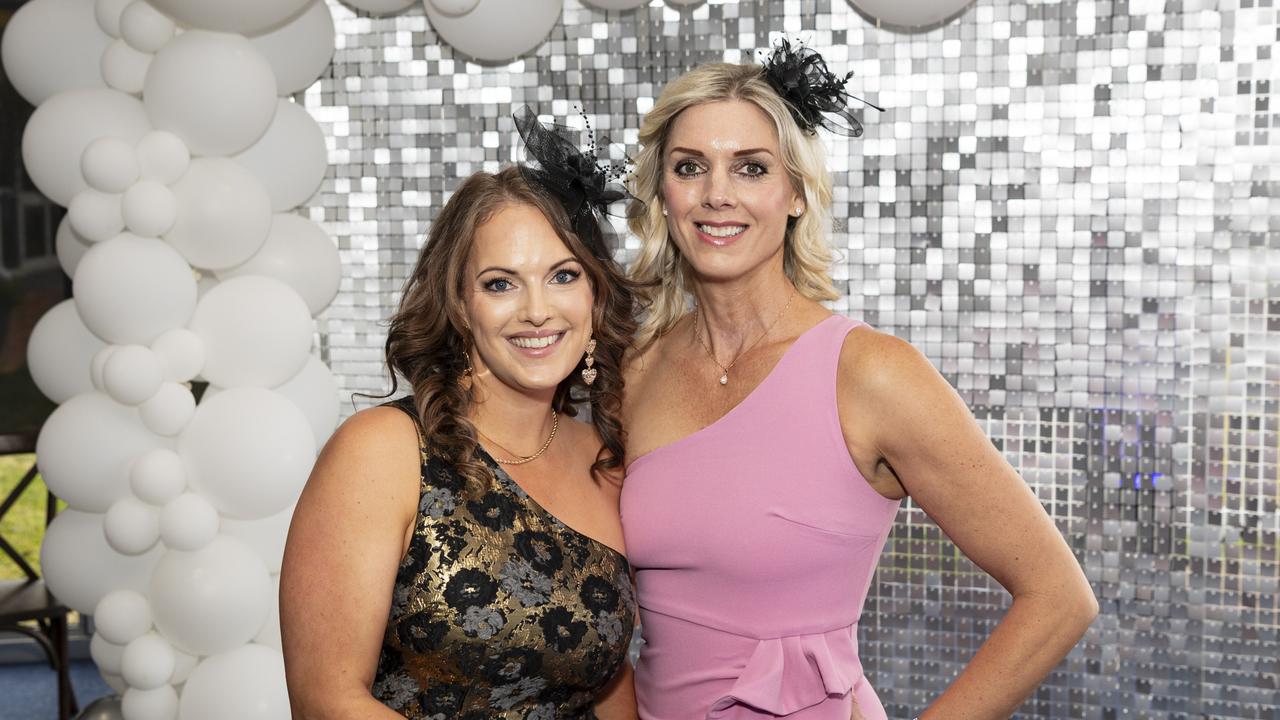 Tiffany Page (left) and Michelle Hamlyn at Emergency Services race day at Clifford Park, Saturday, August 10, 2024. Picture: Kevin Farmer