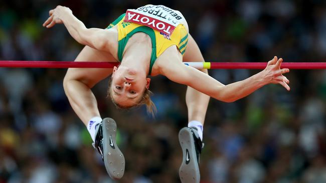 BEIJING, CHINA - AUGUST 29: Eleanor Patterson of Australia competes in the Women's High Jump final during day eight of the 15th IAAF World Athletics Championships Beijing 2015 at Beijing National Stadium on August 29, 2015 in Beijing, China. (Photo by Cameron Spencer/Getty Images)