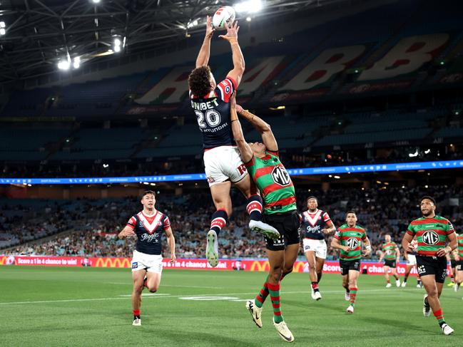 Nawaqanitawase scoring a try in his NRL debut in Round 27 2024. Picture: Getty Images