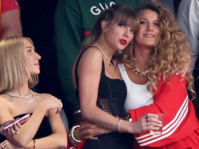 Taylor Swift and Blake Lively at the Super Bowl LVIII in February 2024. Picture: Steph Chambers / Getty Images