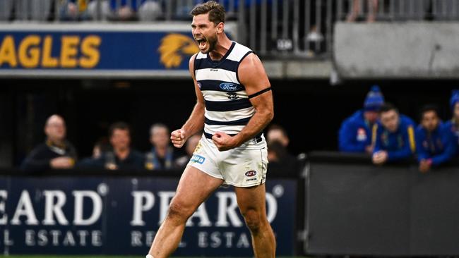 More than a few eyebrows were raised when Tom Hawkins was made captain of the All-Australian side. Picture: Getty Images